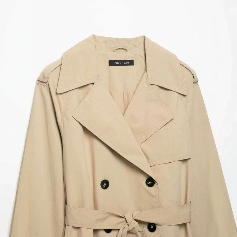 ZARA Elegant Fall Belted Padded Shoulder Trench Coat